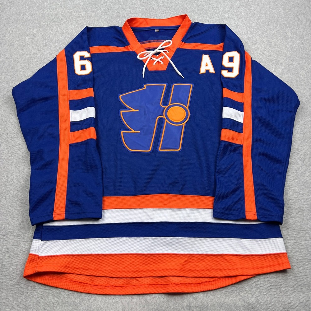 Halifax Highlanders Hockey Jersey Mens XL Blue Goon Movie Replica Fight Strap